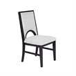 Alok Dining Side Chair Set of 2- Arch Cutout Back- White Cushions- Black