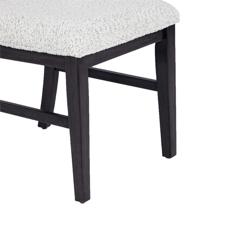 Alok Dining Side Chair Set of 2- Arch Cutout Back- White Cushions- Black