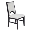 Alok Dining Side Chair Set of 2- Arch Cutout Back- White Cushions- Black