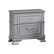 Kiol Nightstand- 2 Drawers- Glitter Stripes- Crystal Handles- Gray