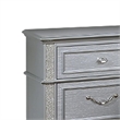 Kiol Nightstand- 2 Drawers- Glitter Stripes- Crystal Handles- Gray