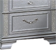 Kiol Nightstand- 2 Drawers- Glitter Stripes- Crystal Handles- Gray