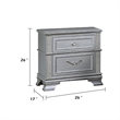 Kiol Nightstand- 2 Drawers- Glitter Stripes- Crystal Handles- Gray