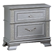 Kiol Nightstand- 2 Drawers- Glitter Stripes- Crystal Handles- Gray