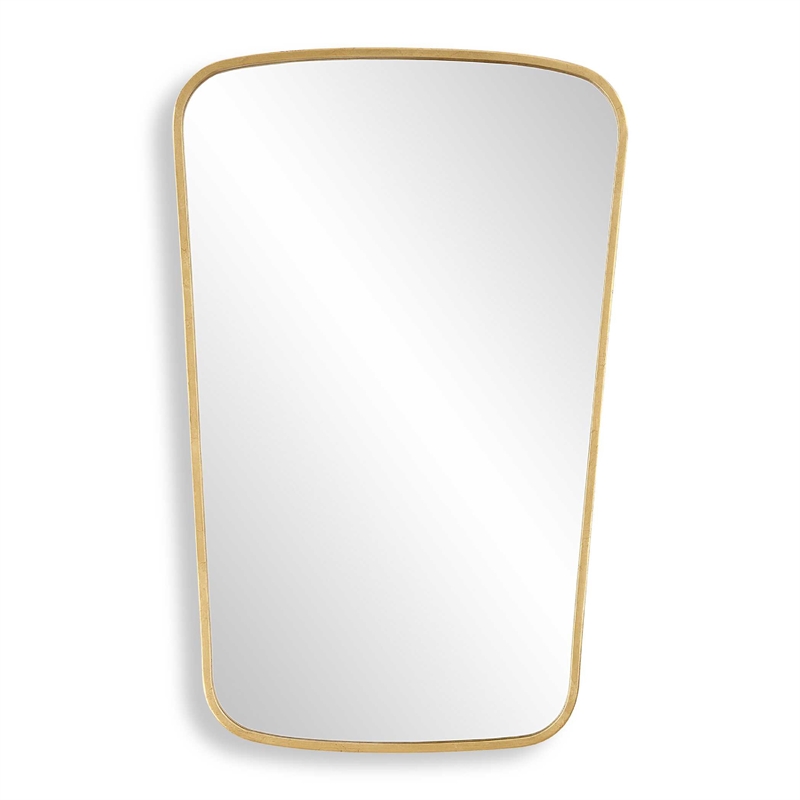 Decorative Wall Mirror- Gold Leaf Trapezoidal Iron Frame- 22x34