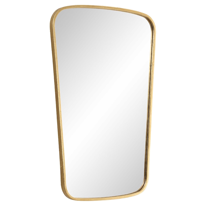Decorative Wall Mirror- Gold Leaf Trapezoidal Iron Frame- 22x34