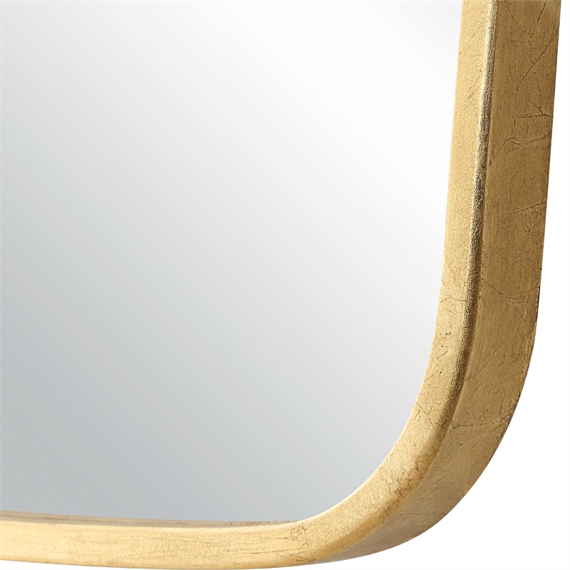 Decorative Wall Mirror- Gold Leaf Trapezoidal Iron Frame- 22x34