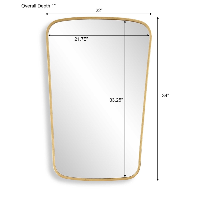 Decorative Wall Mirror- Gold Leaf Trapezoidal Iron Frame- 22x34