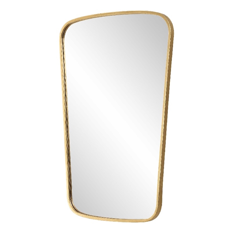 Decorative Wall Mirror- Gold Leaf Trapezoidal Iron Frame- 22x34