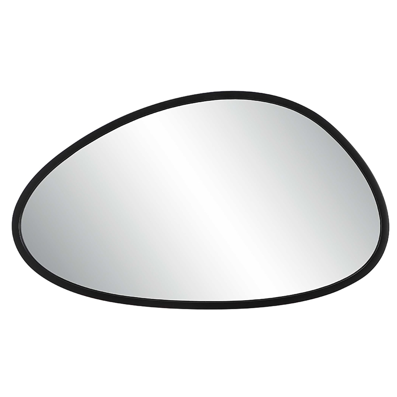 Decorative Wall Mirror- Matte Black Organic Pebble Frame- 21x36