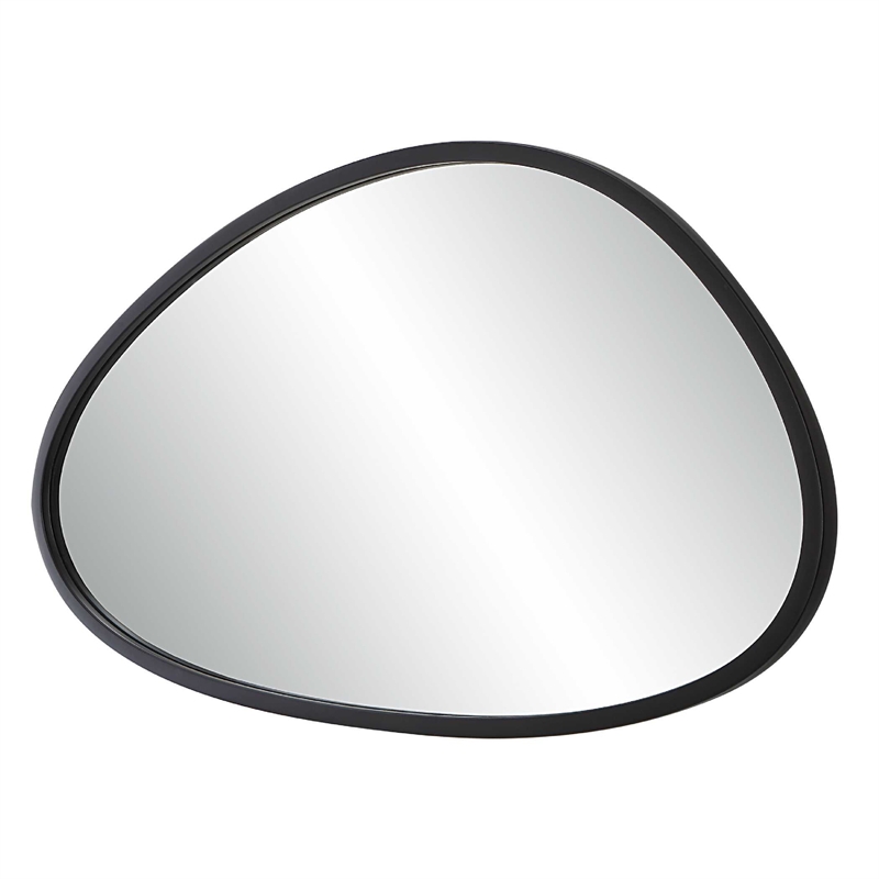 Decorative Wall Mirror- Matte Black Organic Pebble Frame- 21x36