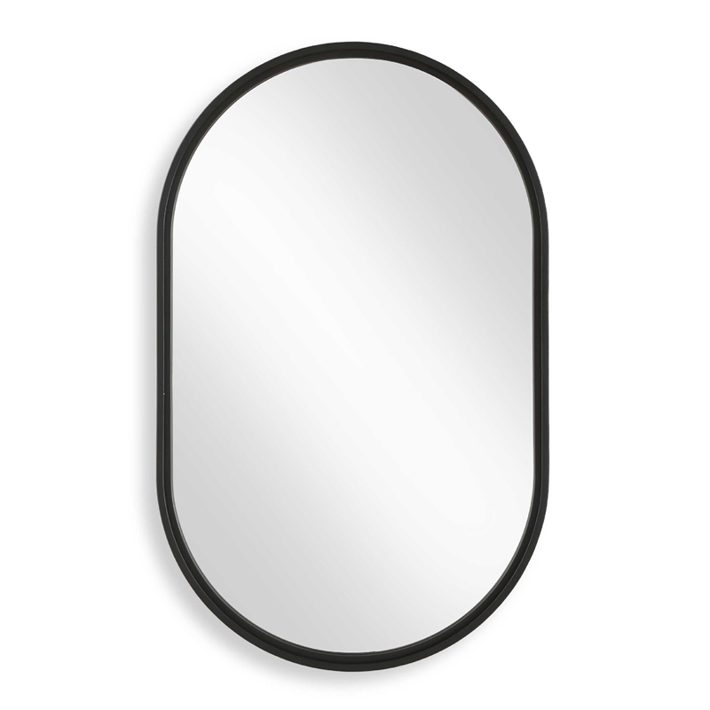 Decorative Wall Mirror- Satin Black Iron- 22x35 Oval Frame