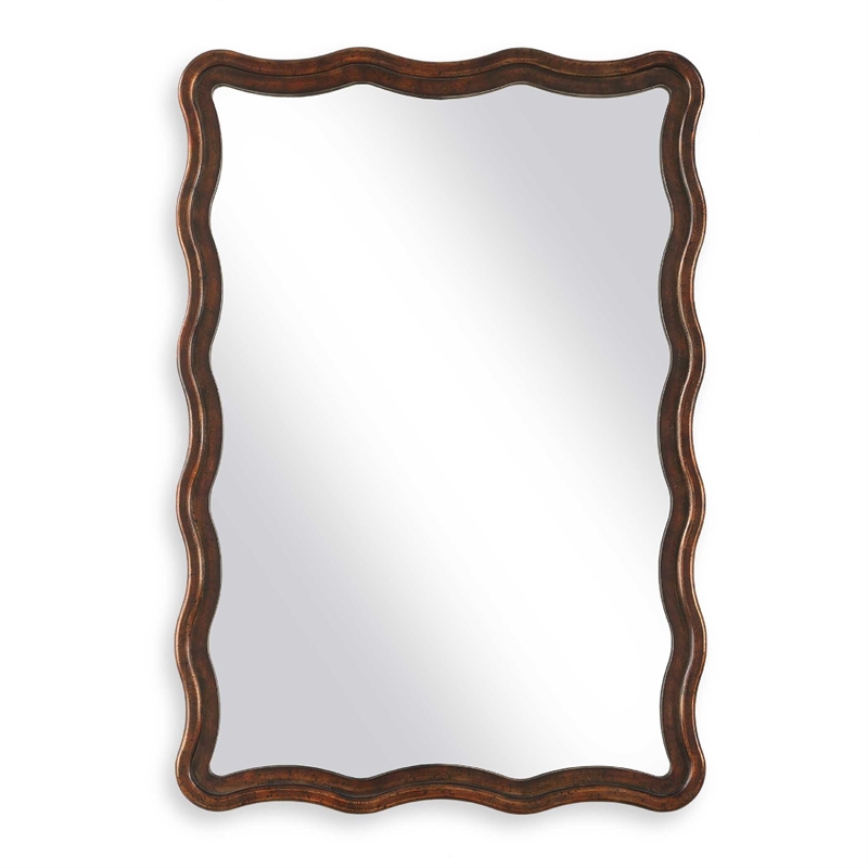 Decorative Wall Mirror- Organic Scalloped Edges- Antique Bronze- Gold-23x33
