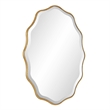 Decorative Wall Mirror- Gold Wavy Leaf- Beveled Glass- 22x32