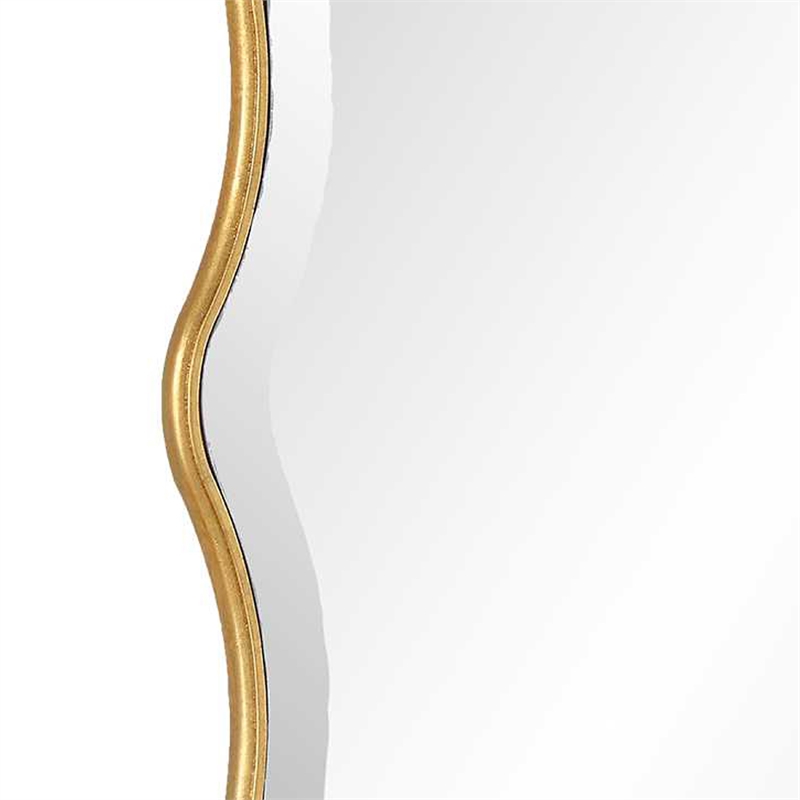 Decorative Wall Mirror- Gold Wavy Leaf- Beveled Glass- 22x32