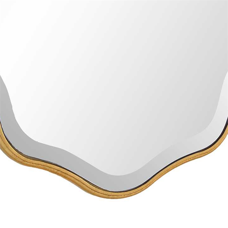 Decorative Wall Mirror- Gold Wavy Leaf- Beveled Glass- 22x32