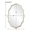 Decorative Wall Mirror- Gold Wavy Leaf- Beveled Glass- 22x32