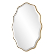 Decorative Wall Mirror- Gold Wavy Leaf- Beveled Glass- 22x32