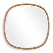 Boho Accent Wall Mirror- Beveled Glass- Natural Brown Rattan Woven- 34 Inch
