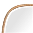 Boho Accent Wall Mirror- Beveled Glass- Natural Brown Rattan Woven- 34 Inch