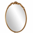 Accent Wall Mirror- Scrollwork- Antique Gold- Gray Glaze- Round 28 Inch