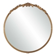 Accent Wall Mirror- Scrollwork- Antique Gold- Gray Glaze- Round 28 Inch