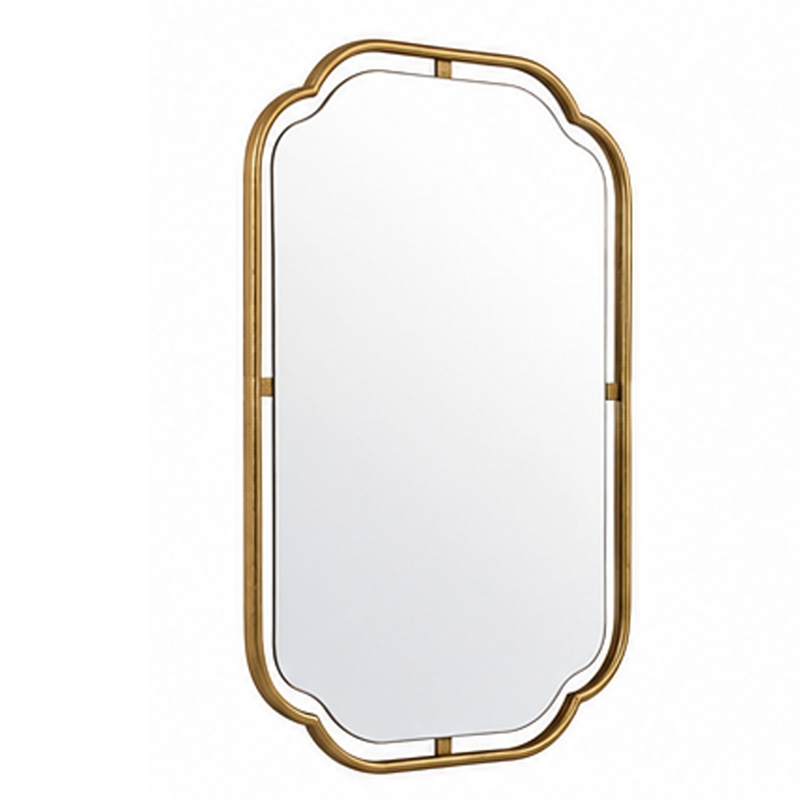 Floating Rectangular Mirror- Concave Corners- Antique Gold Leaf 22x35