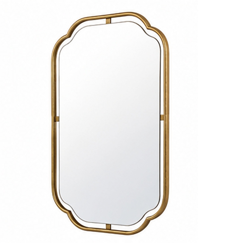 Floating Rectangular Mirror- Concave Corners- Antique Gold Leaf 22x35