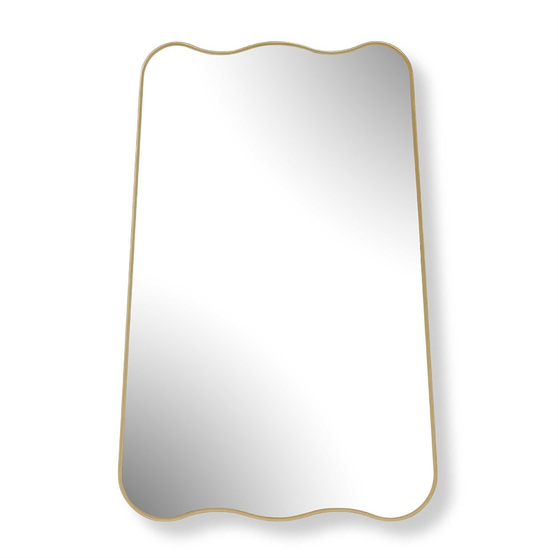 Accent Wall Mirror- Wavy Top and Bottom- Tapered Sides- Warm Gold 24x36