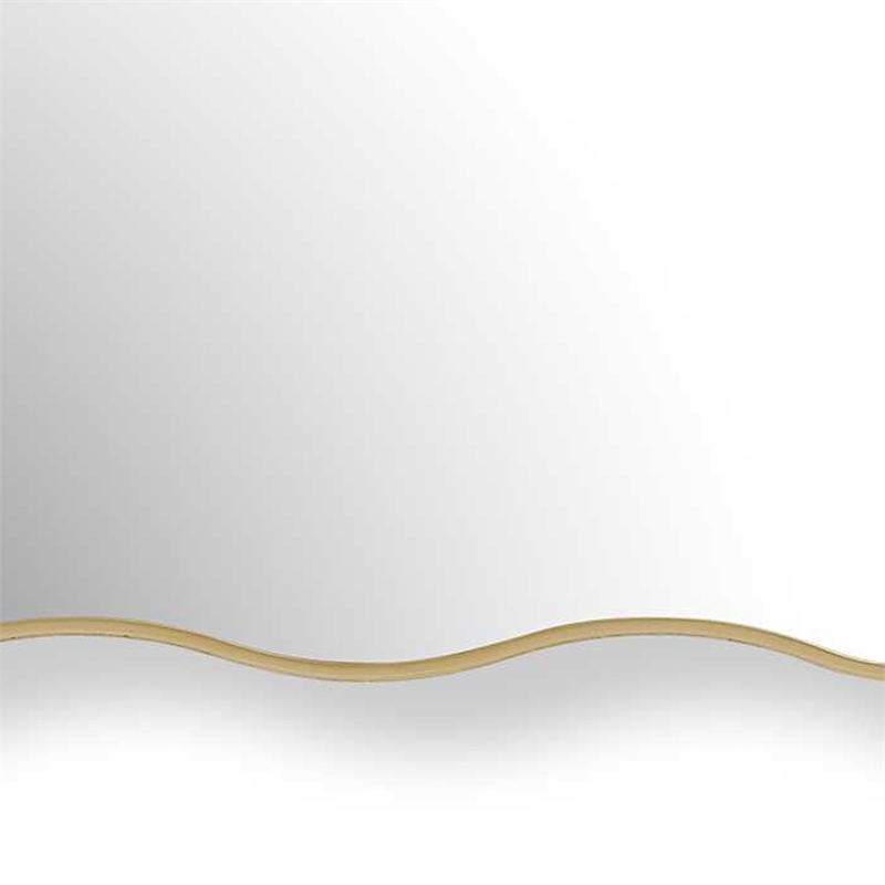 Accent Wall Mirror- Wavy Top and Bottom- Tapered Sides- Warm Gold 24x36