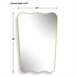 Accent Wall Mirror- Wavy Top and Bottom- Tapered Sides- Warm Gold 24x36