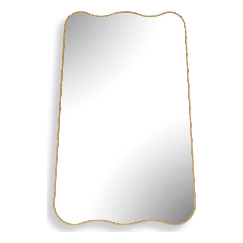 Accent Wall Mirror- Wavy Top and Bottom- Tapered Sides- Warm Gold 24x36