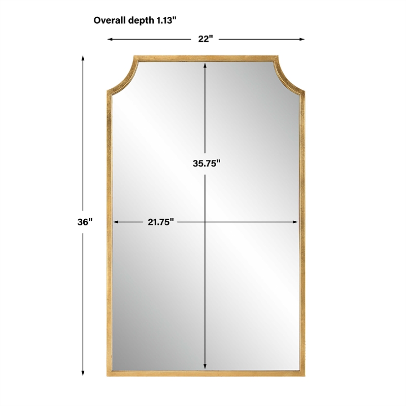 Kona Accent Wall Mirror- Scalloped Corners- Gold Leaf Finish 22x36