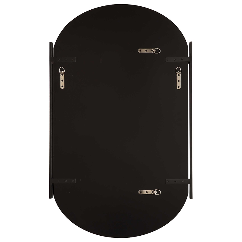 Accent Mirror- Frameless Oval- Metal Stripes- Satin Black 23x38
