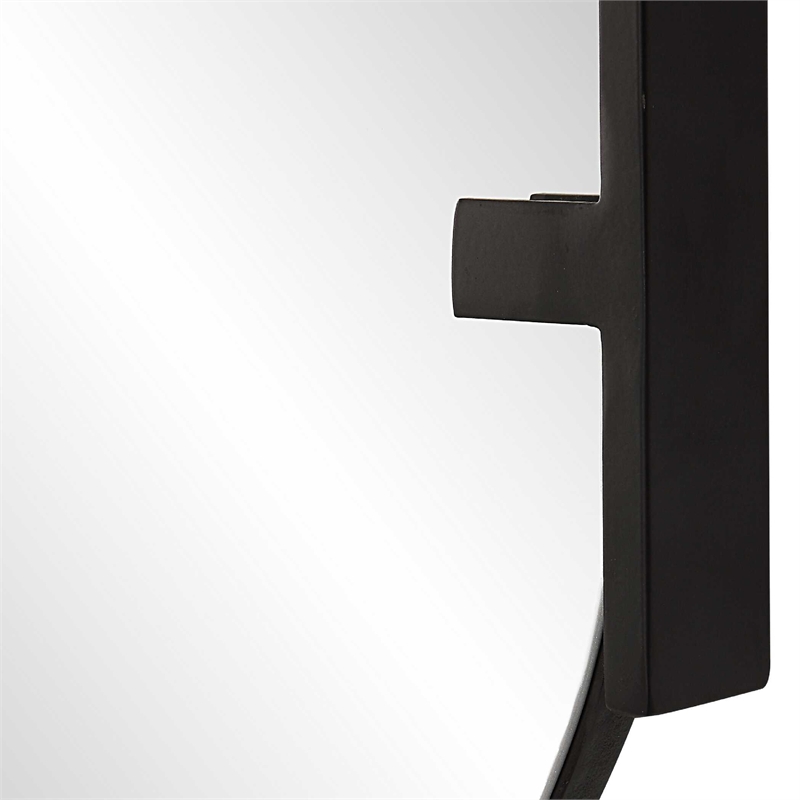 Accent Mirror- Frameless Oval- Metal Stripes- Satin Black 23x38