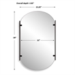 Accent Mirror- Frameless Oval- Metal Stripes- Satin Black 23x38