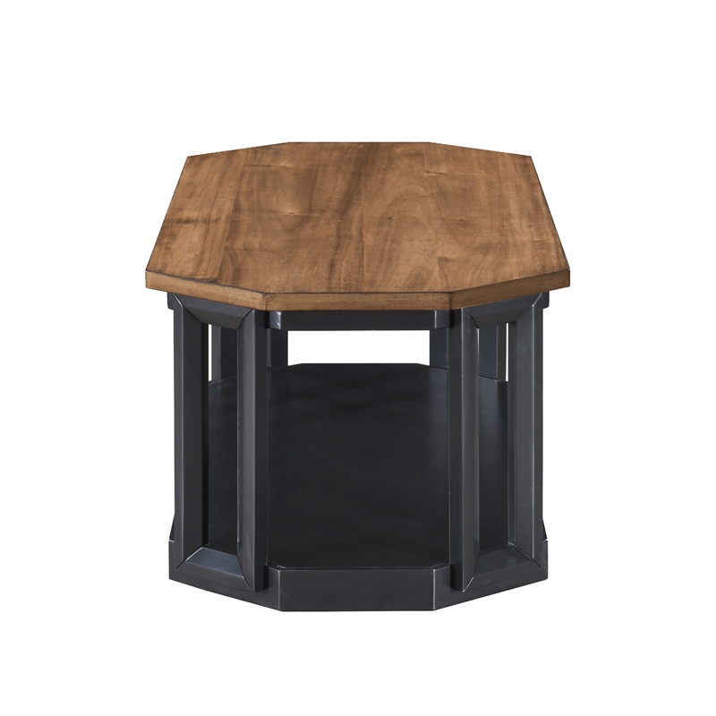 Dany 3pc Coffee Table & End Table- Lower Shelf- Brown Top & Black Base