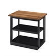 Dany 3pc Coffee Table & End Table- Lower Shelf- Brown Top & Black Base