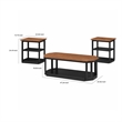 Dany 3pc Coffee Table & End Table- Lower Shelf- Brown Top & Black Base