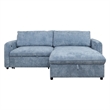 Fina Loveseat w Pop Up Sleeper- Storage Chaise- Foam Fill Blue Polyester