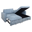 Fina Loveseat w Pop Up Sleeper- Storage Chaise- Foam Fill Blue Polyester