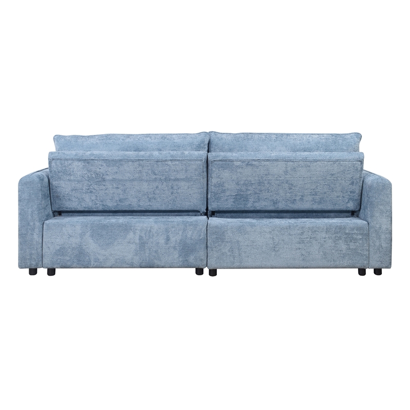 Fina Loveseat w Pop Up Sleeper- Storage Chaise- Foam Fill Blue Polyester