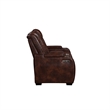 Choi Power Recliner Loveseat- Storage Arms and Console- Brown Faux Leather