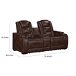 Choi Power Recliner Loveseat- Storage Arms and Console- Brown Faux Leather