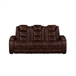 Choi Power Recliner Sofa- Storage Arms- Drop Down Table- Brown Faux Leather