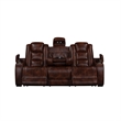 Choi Power Recliner Sofa- Storage Arms- Drop Down Table- Brown Faux Leather