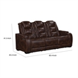 Choi Power Recliner Sofa- Storage Arms- Drop Down Table- Brown Faux Leather