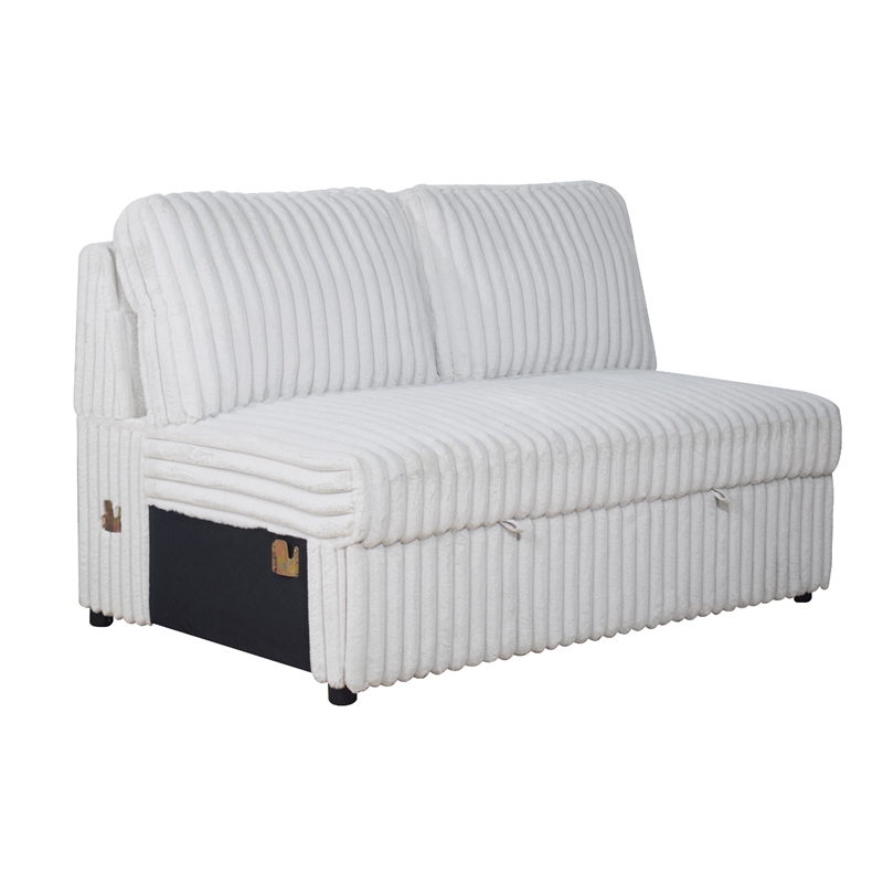 Bela 3pc Sectional Sleeper Sofa Set with Chaise- Mist Gray Corduroy- USB