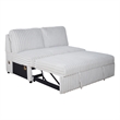 Bela 3pc Sectional Sleeper Sofa Set with Chaise- Mist Gray Corduroy- USB