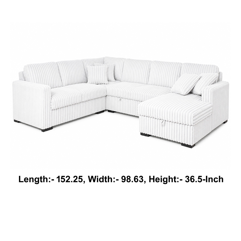 Bela 3pc Sectional Sleeper Sofa Set with Chaise- Mist Gray Corduroy- USB
